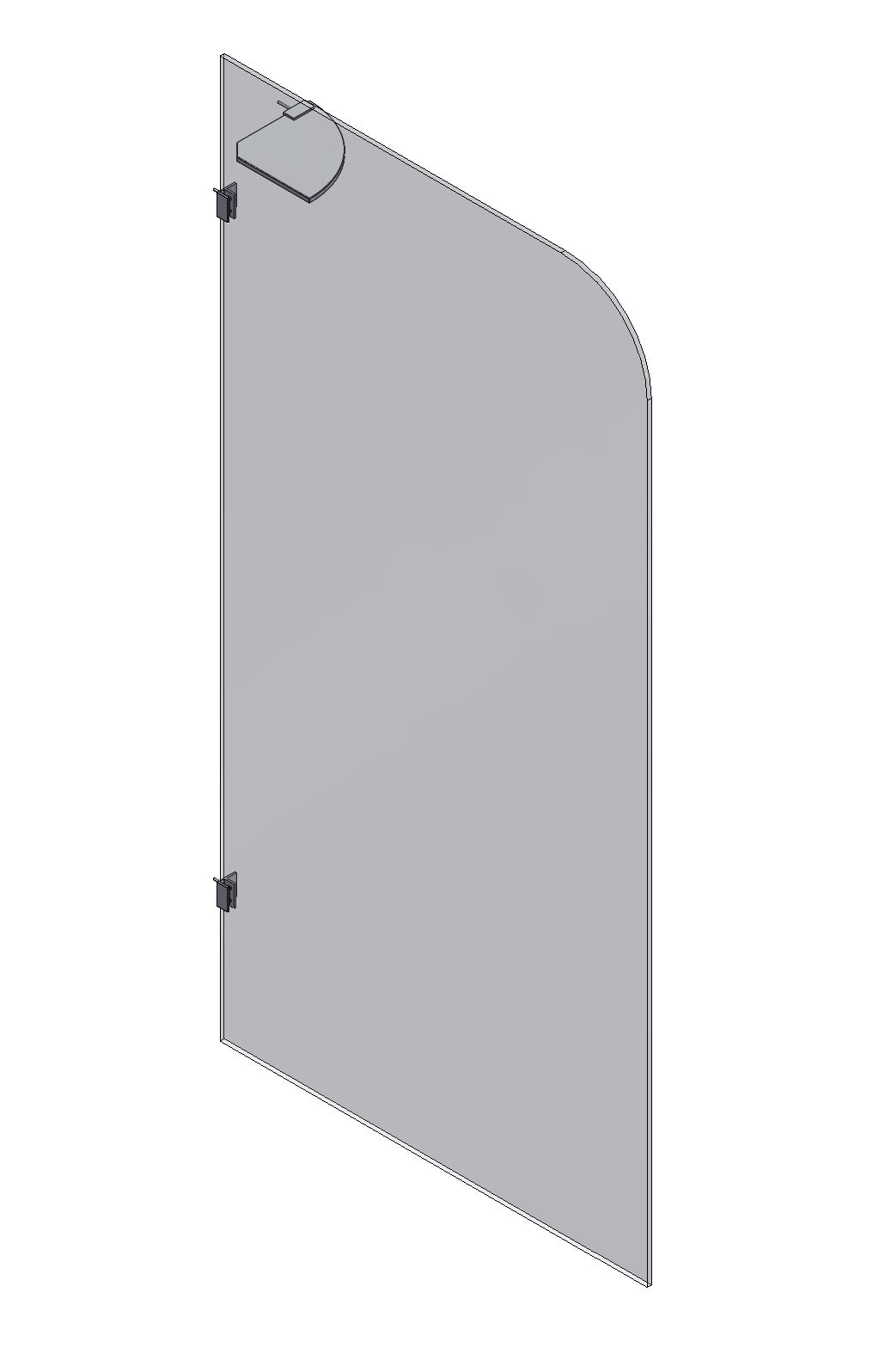 Radius Corner Clip Fixed - Reeded Glass