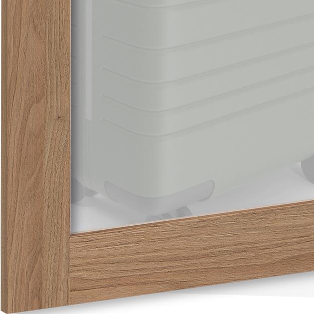 Wooden frame corner with glass panel