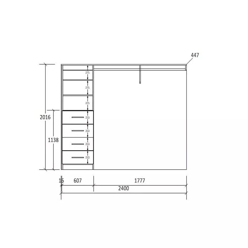 H2016 X W2400 X D447 (mm)