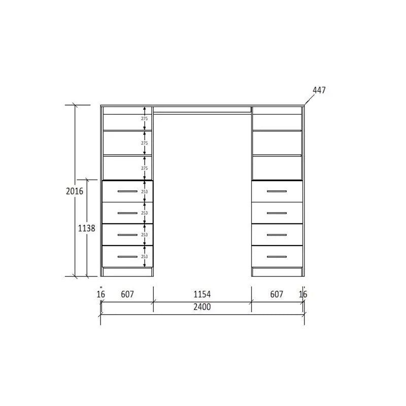 H2016 X W2400 X D447 (mm)