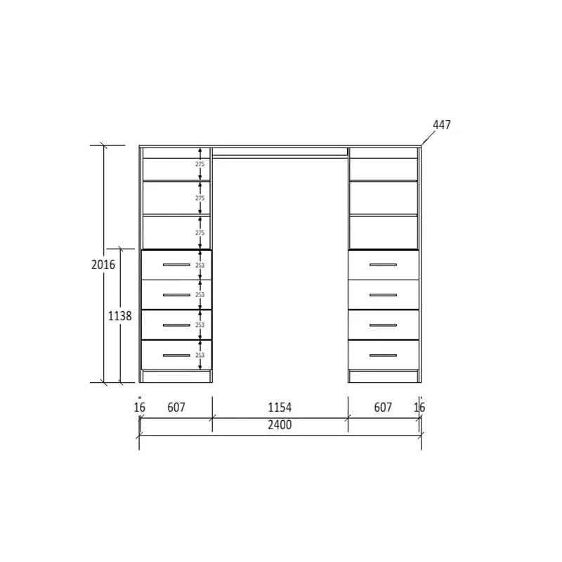 H2016 X W2400 X D447 (mm)
