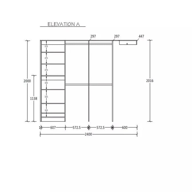 H2016 X W2400 X D447 (mm)