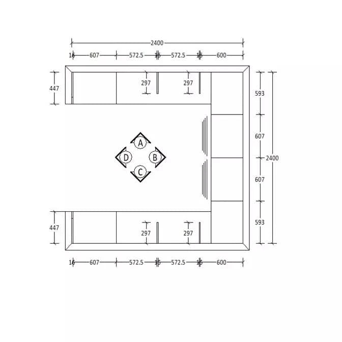 H2016 X W2400 X D447 (mm)