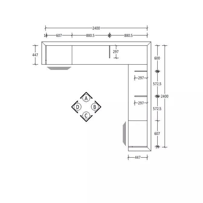 H2016 X W2400 X D447 (mm)