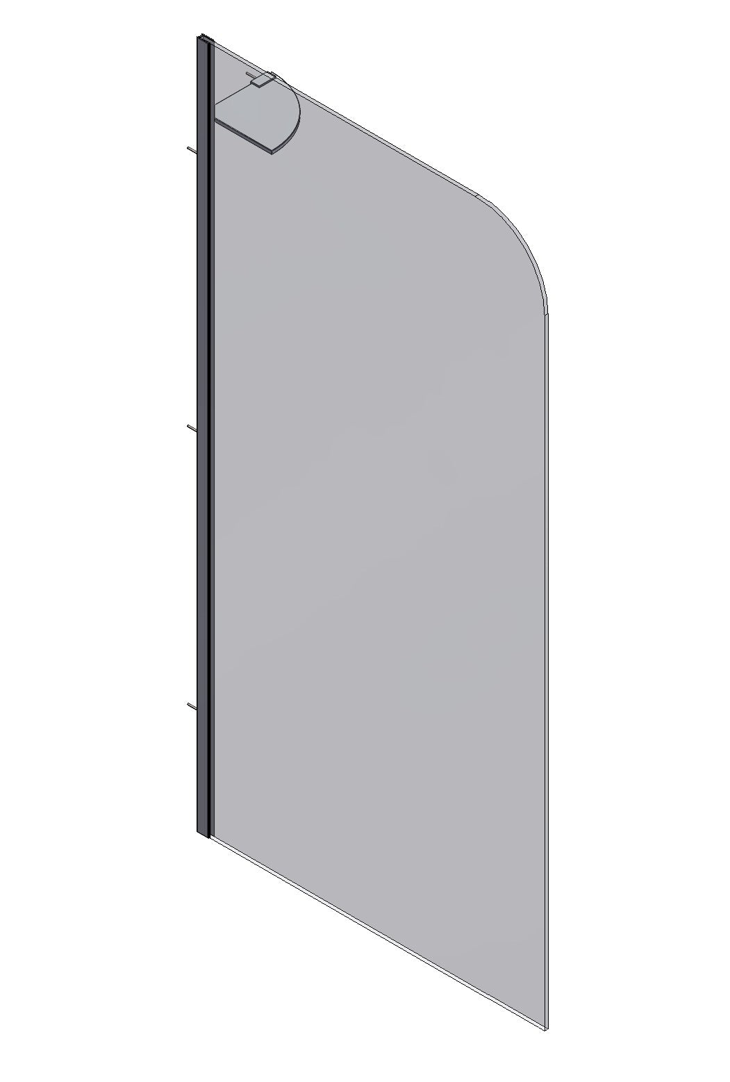 Radius Corner Channel Fixed - Reeded Glass