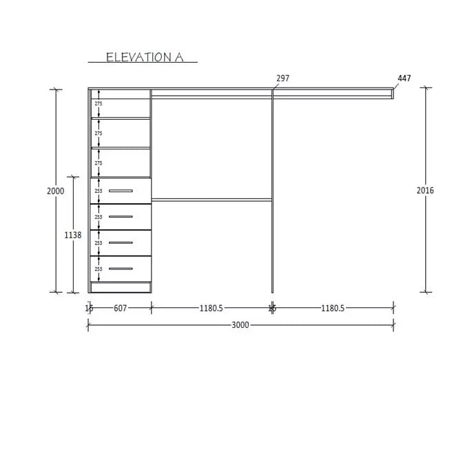 H2016 X W3000 X D447