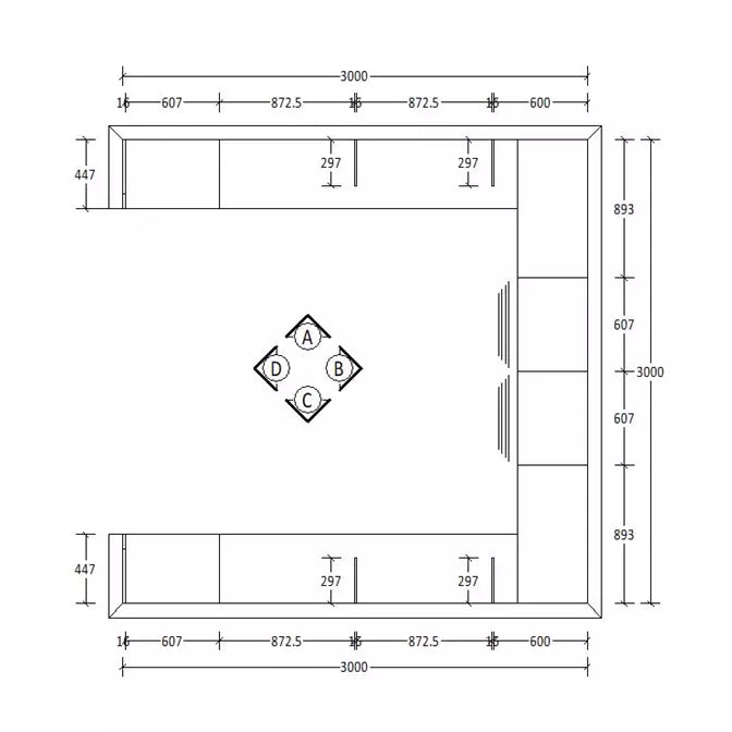  H2016 X W3000 X D447 (mm)