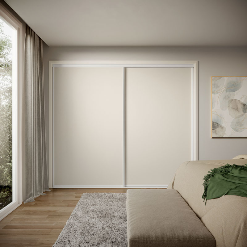 Stegbar Framed Two Door Wardrobe Sliding Doors Vinyl Pearl