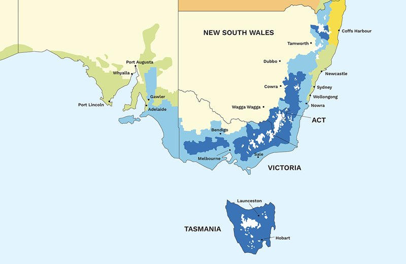 Climate Zones in VIC, NSW, SA and ACT