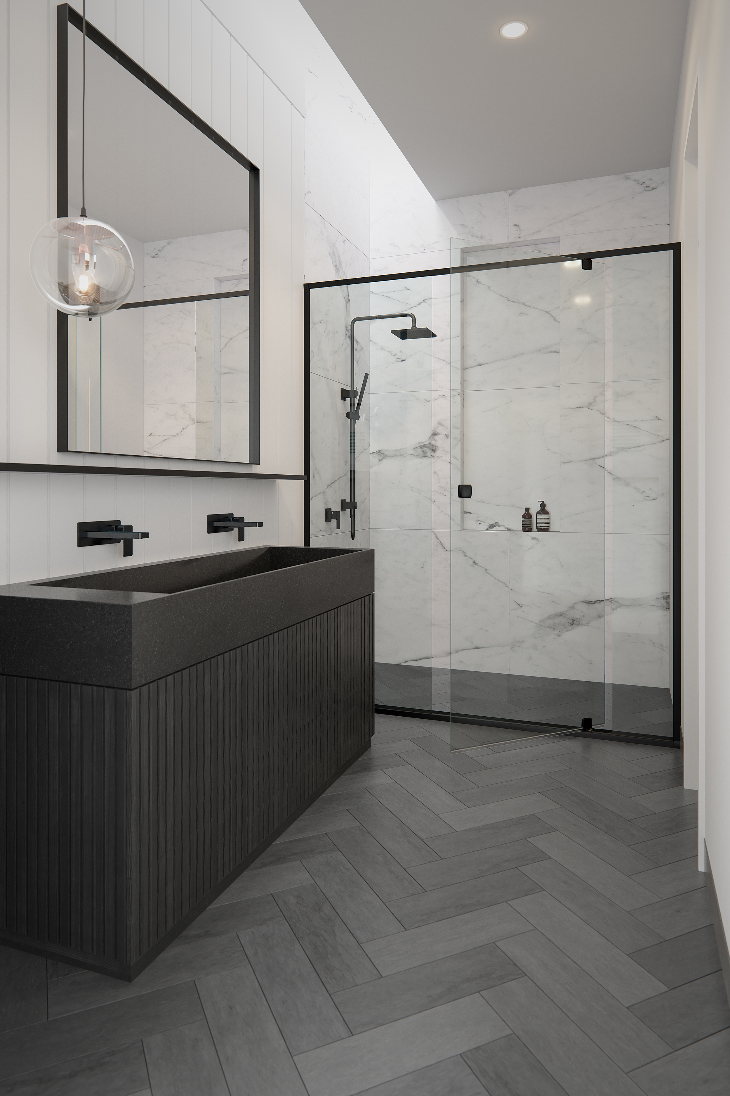 bathrooms without shower screens